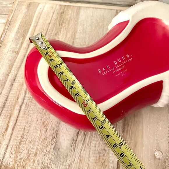 NWT Super Rare Rae Dunn HO HO HO Red Ceramic Christmas Santa Big Boot Stocking